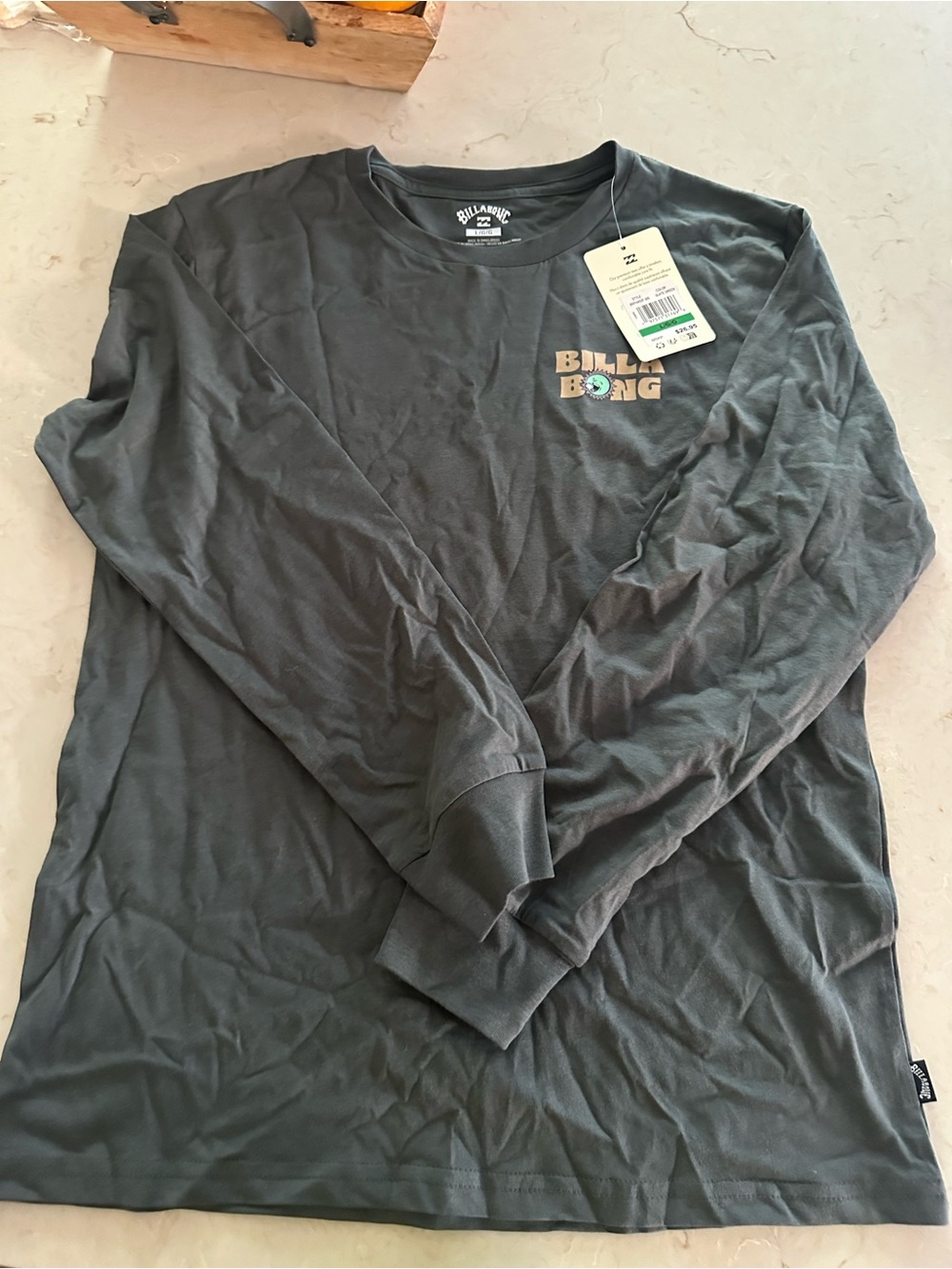 Billabong Men’s Long Sleeve Logo Tee - Charcoal Gray